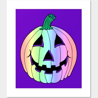 Rainbow Pastel Jack-O-Lantern Posters and Art